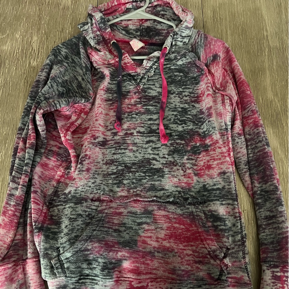 MV Sport Pink and Blue Tie-Dye Hoodie